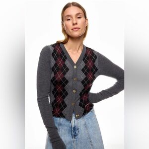 Ganni Fine Merino Jacquard Cardigan